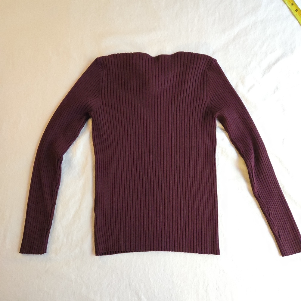CALVIN KLEIN Long Sleeve Ribbed Keyhole Sweater Port Burgundy MI3 - Picture 9 of 10